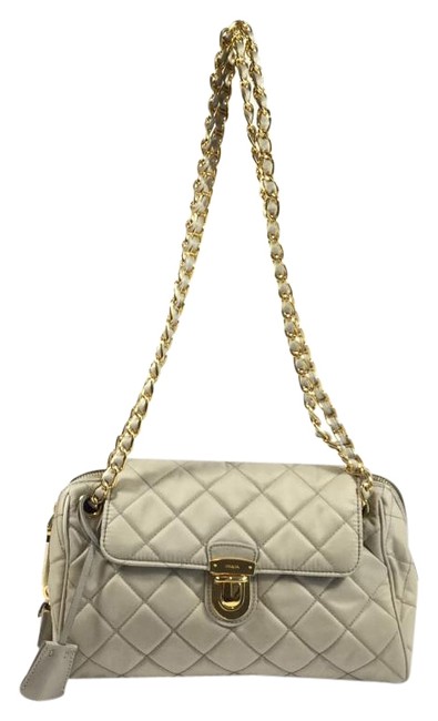 Prada Quilted Beige Nylon Shoulder Bag