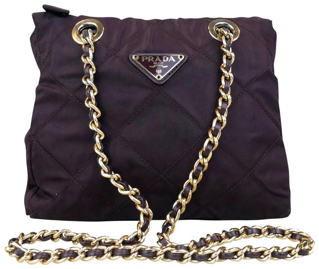 Prada Quilted Chain Purple Nylon Shoulder Bag