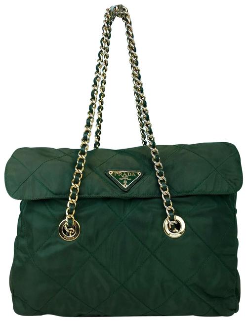 Prada Quilted Chain Flap Womens Sale Green Nylon Shoulder Bag