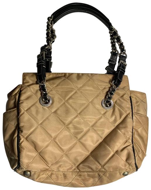 Prada Quilted Tessuto Camel Nylon and Leather Shoulder Bag