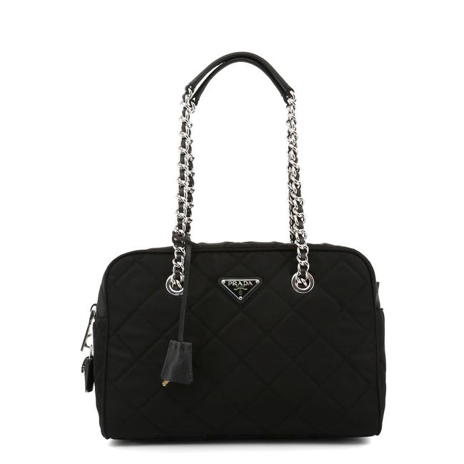 Prada Quilted Tessuto Handbag Luxury Purse Black NylonLeather Shoulder Bag