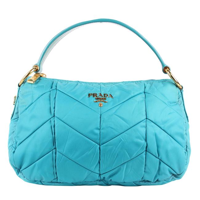 Prada Quilted Tessuto Quilton 8546 Blue Nylon Shoulder Bag