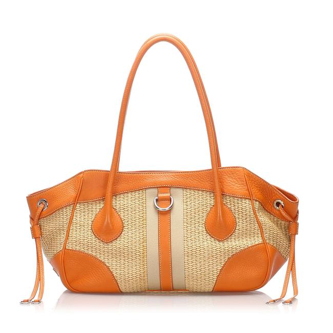 Prada Raffia Brown Leather Shoulder Bag