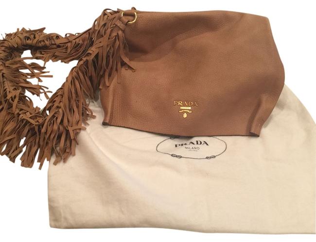 Prada Rare Tassel Caramel Leather Shoulder Bag