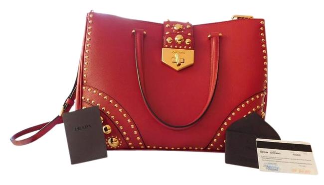 Prada Red Saffiano Leather Shoulder Bag