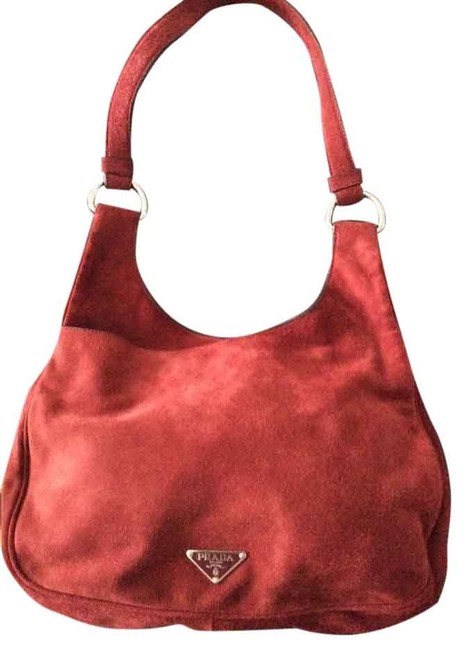 Prada Red Suede Shoulder Bag