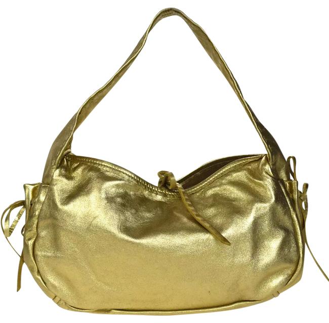 Prada Ribbon Gold Leather Shoulder Bag
