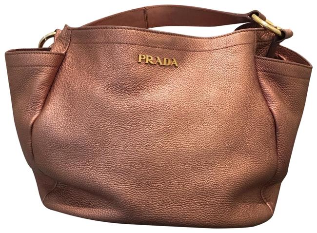 Prada Rose Gold Leather Shoulder Bag