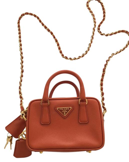 Prada Runway Tangerine Leather Shoulder Bag