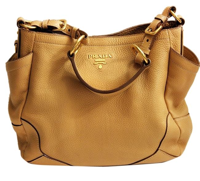 Prada Sabbia Sacca Sandy Brown Leather Shoulder Bag
