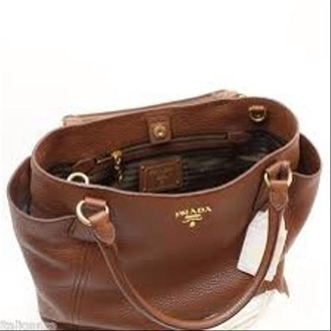 Prada Sacca 2 Manici Brown Leather Shoulder Bag