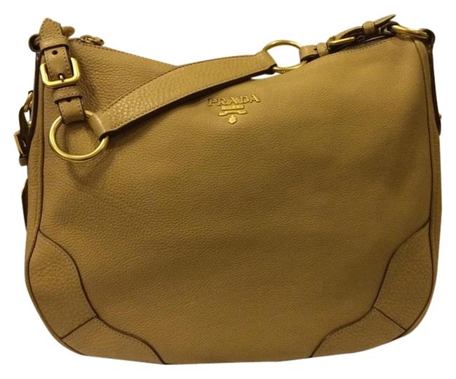 Prada Sacca Tan Beige Leather Shoulder Bag