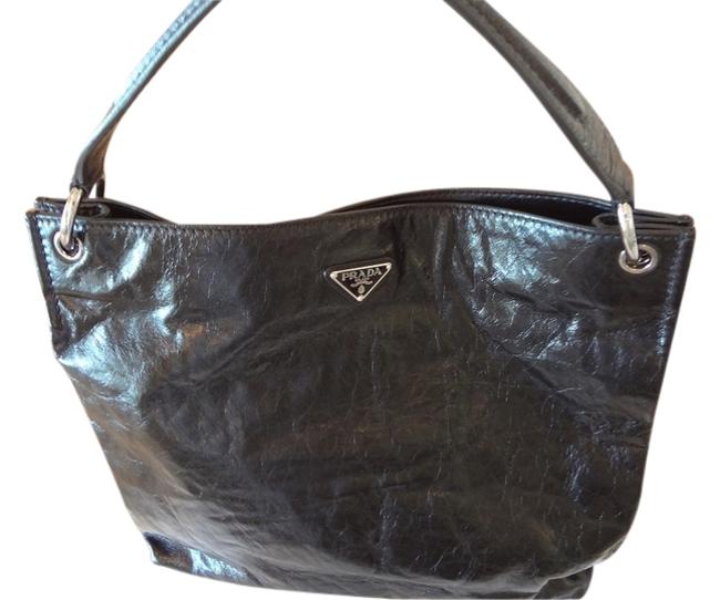 Prada Sacca Vittelo Shine Nero Black Leather Shoulder Bag