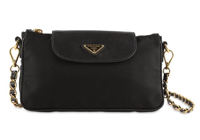 Prada Saffiano Black Leather Shoulder Bag