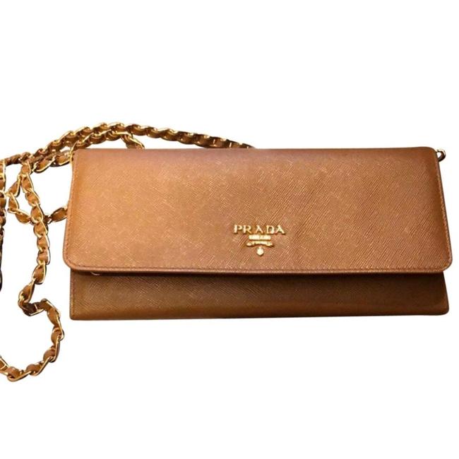 Prada Saffiano Caramel Leather Shoulder Bag