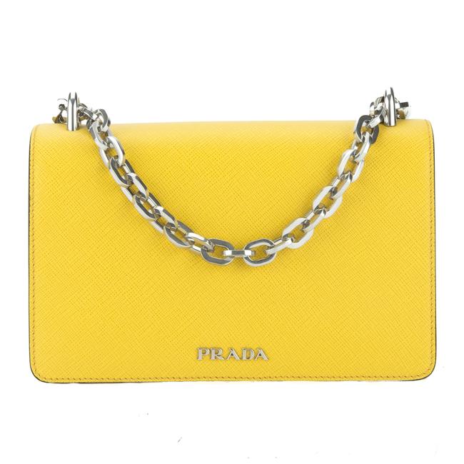 Prada Saffiano Chain New With Yellow Leather Shoulder Bag
