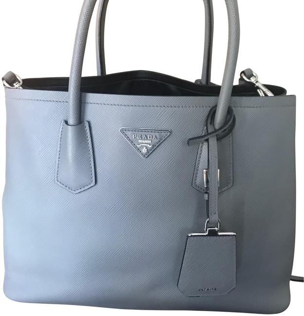 Prada Saffiano Cuir 1bg775 Grey Leather Shoulder Bag