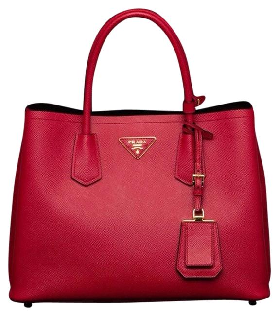 Prada Saffiano Cuir Red Fuoco Shoulder Bag