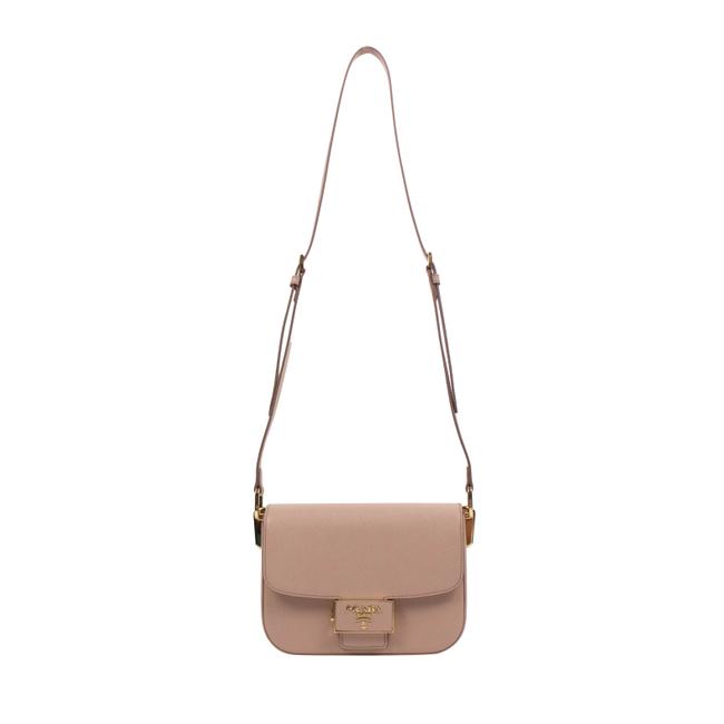 Prada Saffiano Embleme Powder Pink Leather Shoulder Bag