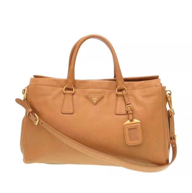 Prada Saffiano Hand Caramel Leather Shoulder Bag