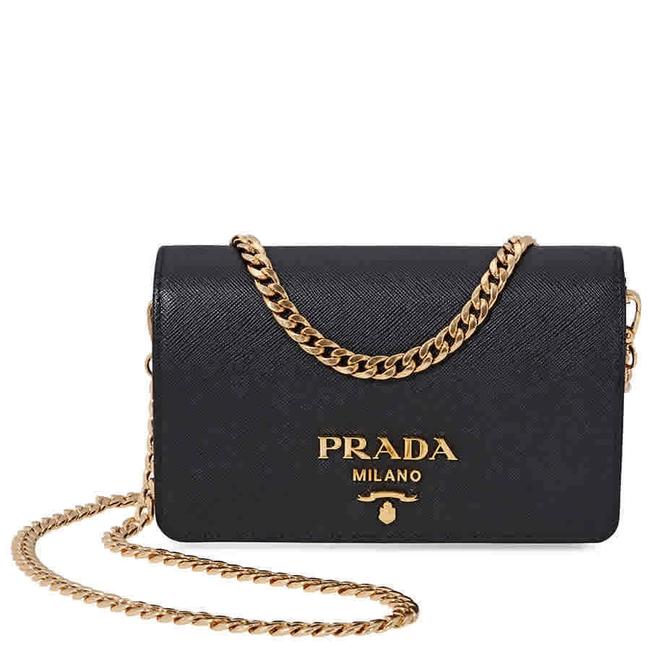 Prada Saffiano Leather Medium Black Shoulder Bag