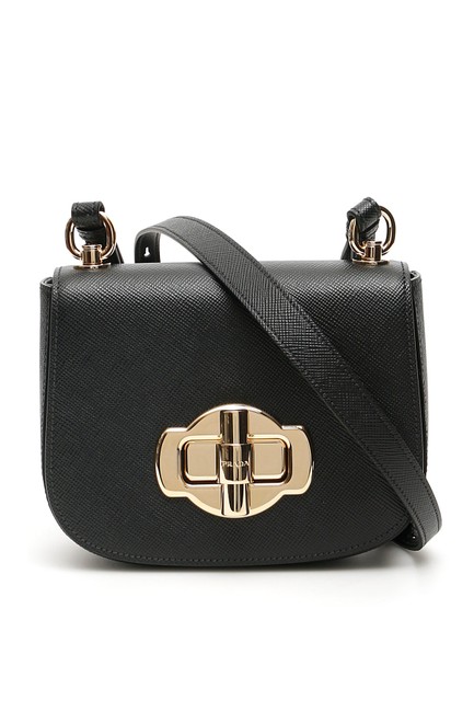 Prada Saffiano Lock Black Shoulder Bag