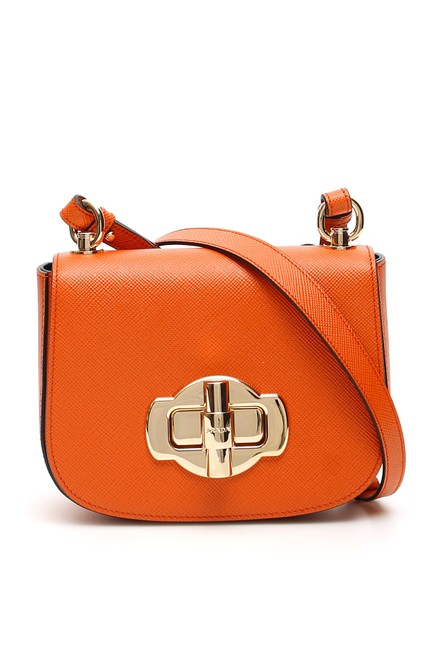 Prada Saffiano Lock Orange Shoulder Bag