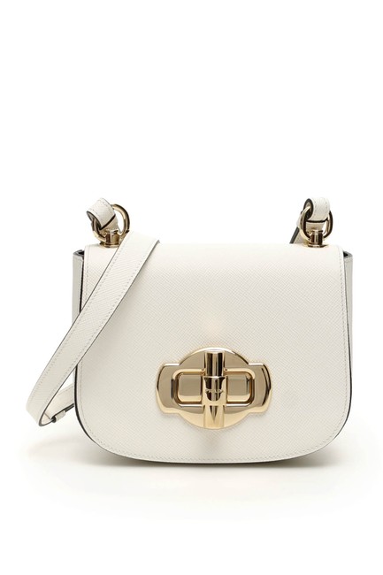 Prada Saffiano Lock White Shoulder Bag