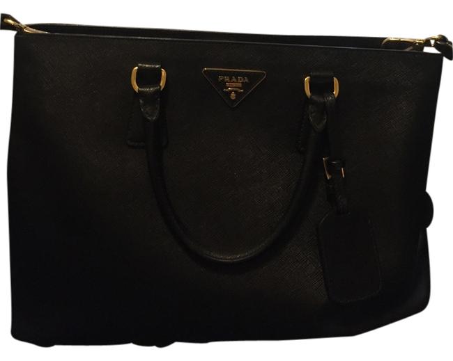 Prada Lux Saffiano Black Leatger Shoulder Bag