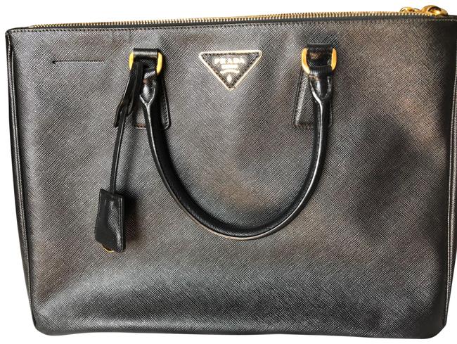 Prada Lux Saffiano Black Textured Leather Shoulder Bag