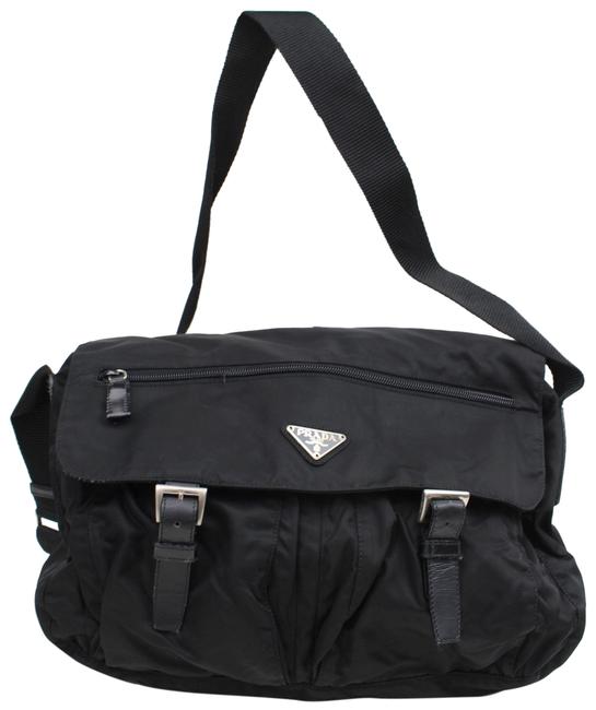 Prada Saffiano Tessuto Messengerbag Black Nylon Shoulder Bag