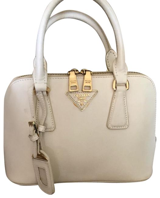 Prada Saffiano White Leather Shoulder Bag