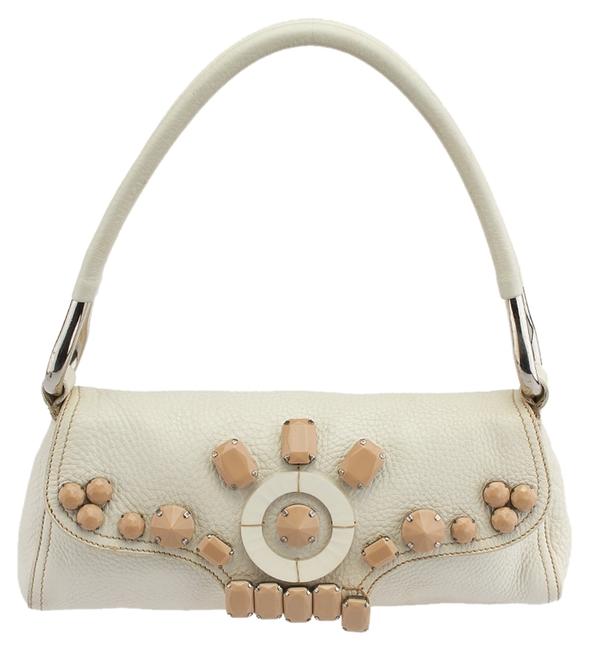 Prada Satchel 49130 Ivory Leather Shoulder Bag