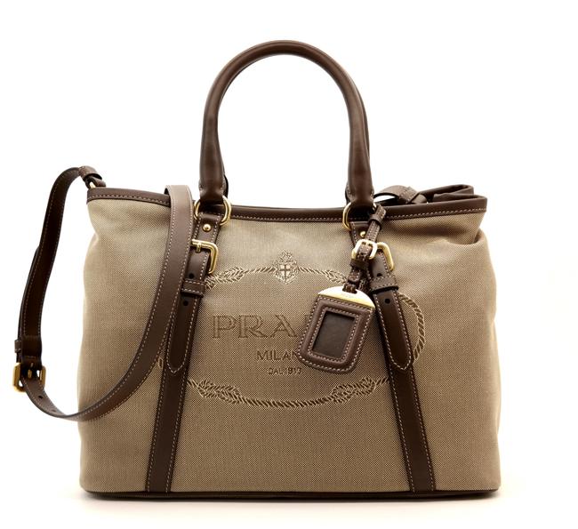 Prada Satchel Brown Canvas Shoulder Bag