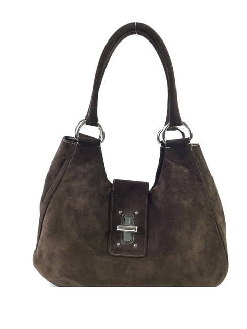 Prada Satchel Brown Suede Shoulder Bag