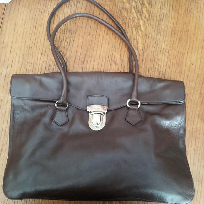 Prada Satchel Chocolate Brown Leather Shoulder Bag