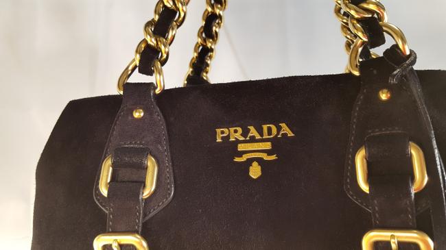 Prada Scamosciato Black Suede Shoulder Bag
