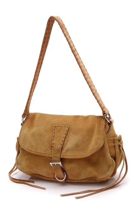 Prada Scamosicato Flap Brown Suede Shoulder Bag
