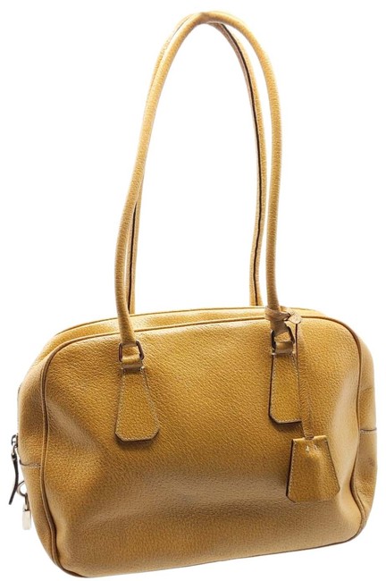 Prada Semitracolla Mustard Leather Shoulder Bag