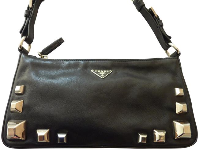 Prada Semitracolla Pochette Black Leather Shoulder Bag