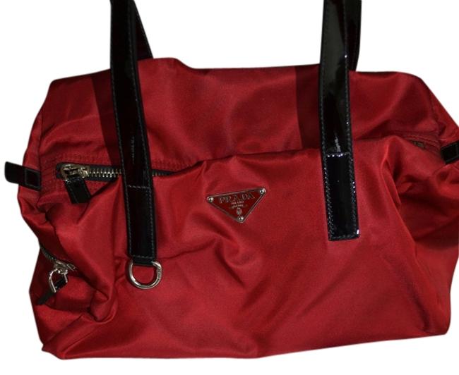 Prada Semitracolla Scarlatto  Nero Nylon Shoulder Bag