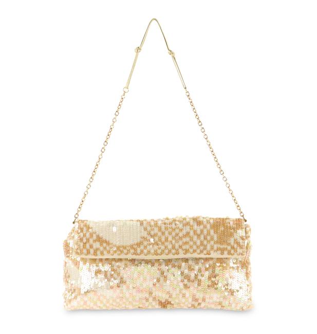 Prada Sequin Flap Beige Satin Shoulder Bag