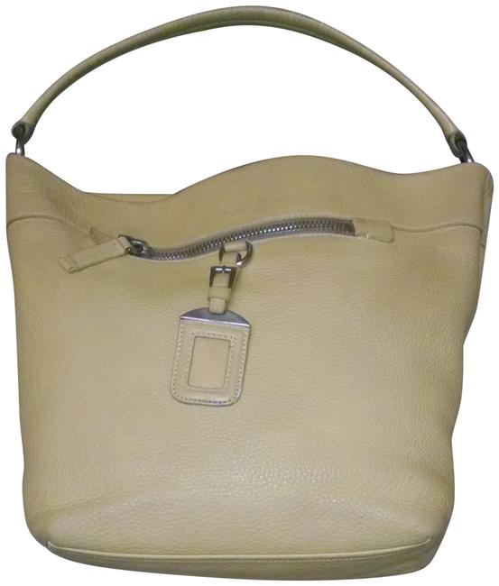 Prada Shopping Patina Yellow Leather Shoulder Bag