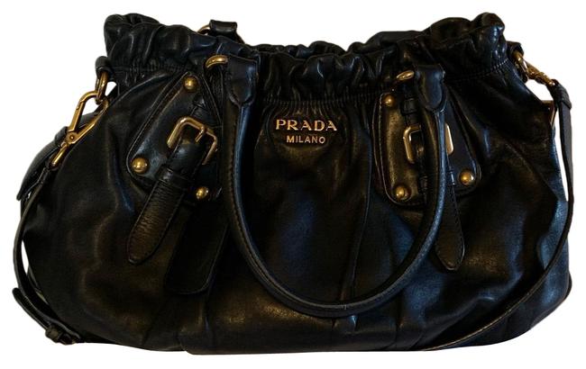 Prada Shopping Tote BlackCharcoal Black Soft Calf Leather Shoulder Bag