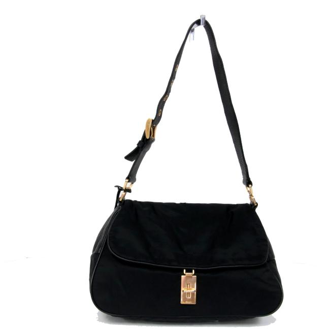 Prada Signature Tessuto Black Nylon Shoulder Bag