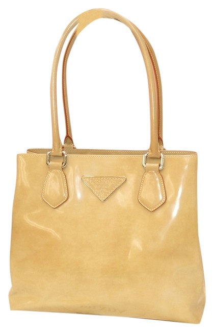Prada Silver Hardware Beige Vinyl Shoulder Bag