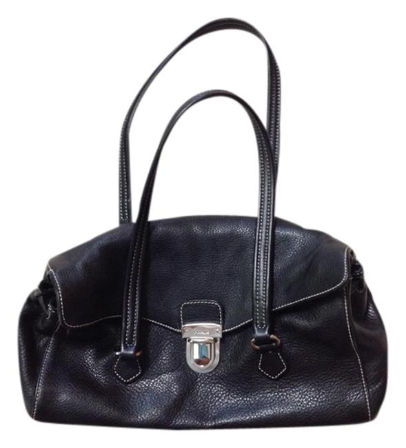 Prada Silver Hardware Black Leather Shoulder Bag