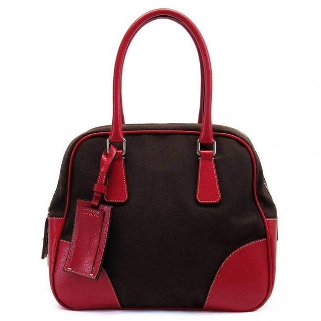 Prada Silver Ladies Canvas  Leather Shoulder Bag