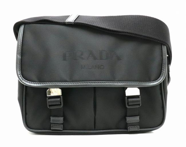 Prada Silver Metal Fittings 2vd769 Black  Nero Nylon  Leather Shoulder Bag
