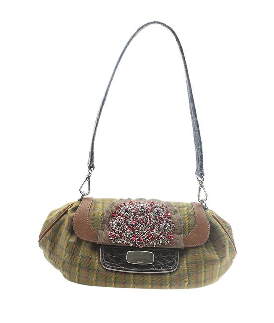 Prada Skipper Embellished 181072 Multi color Canvas Shoulder Bag